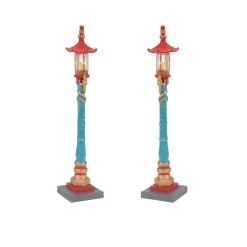Clearance Chinatown Post Lamps S/2 Christmas In The City Series