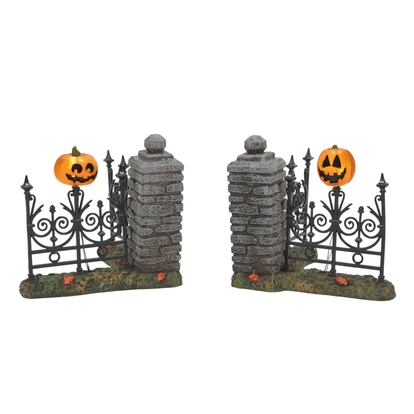 Online Jack Lantern Lit Fence Corners Halloween Village Accessories