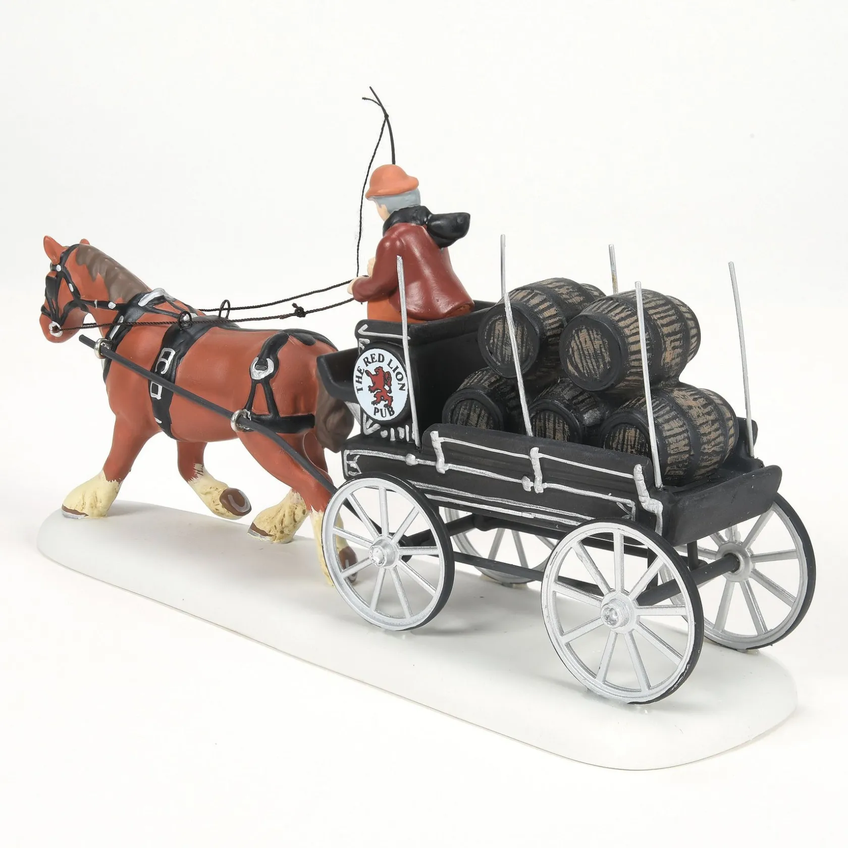 Hot Red Lion Pub Beer Wagon Dickens Village Series