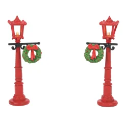 New Red With Greens Street Lights Village Accessories
