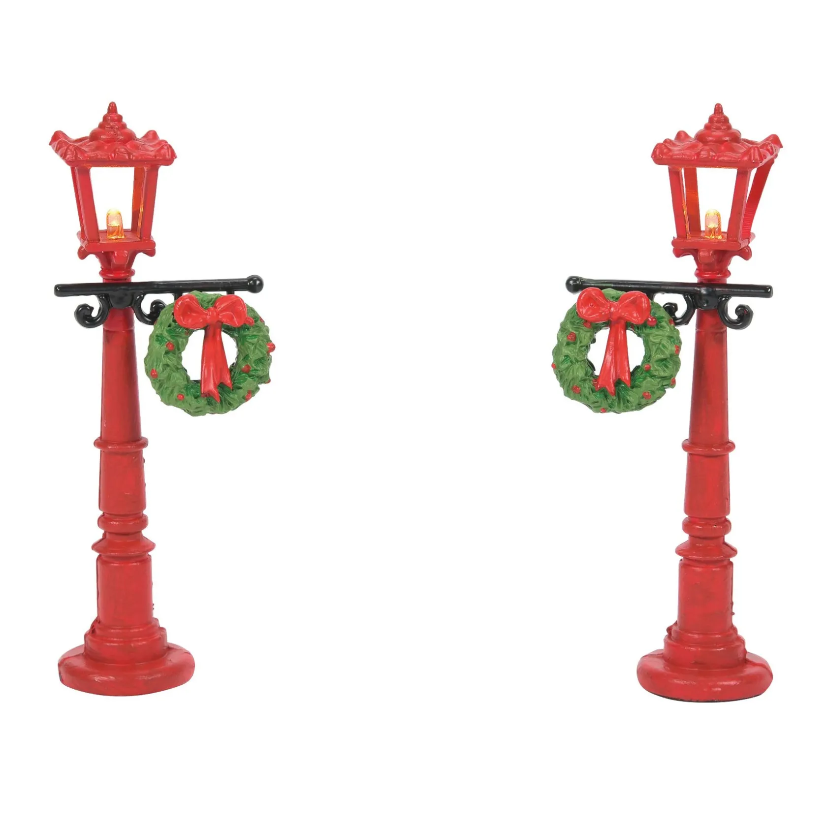 New Red With Greens Street Lights Village Accessories