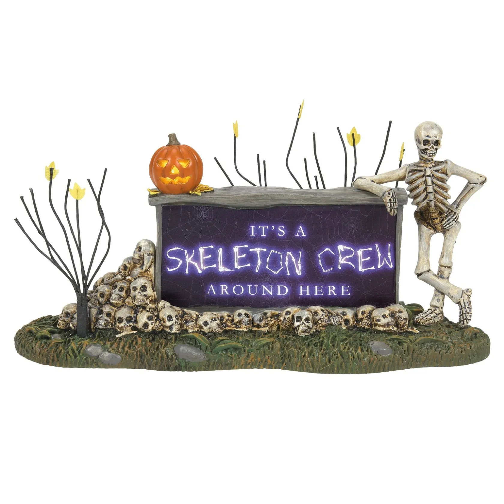 Outlet We're A Skeleton Crew Sign Halloween Village Accessories