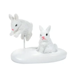 New White Christmas Bunnies Village Accessories